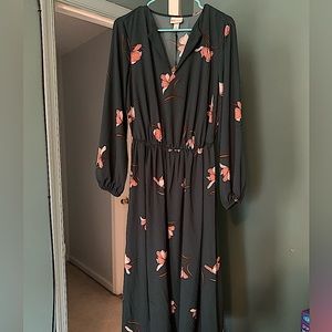 Ava & Viv dark green floral long dress